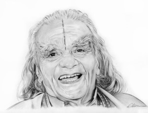 Portrait dessin d'après photo de bks iyengar