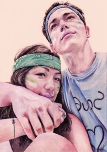 Portrait dessin d'après photo d'un jeune couple