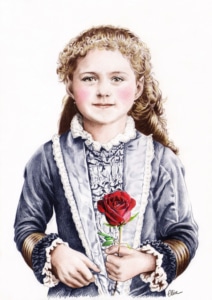 Portrait dessin d'après photo de Sainte Thérèse enfant