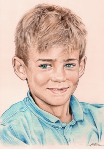 Portrait dessin d'un jeune garçon en couleur