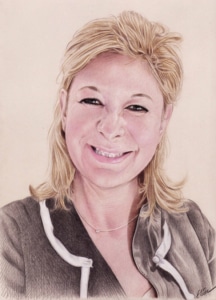 Portrait dessin d'une femme souriante en couleur