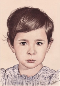 Portrait dessin d'une petite fille aux cheveux courts