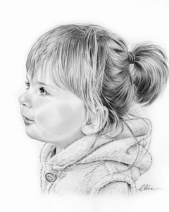 Portrait dessin d'une petite fille de profil