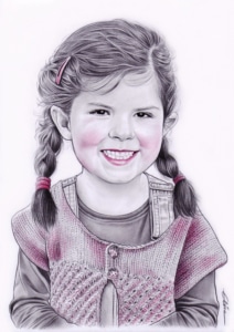 Portrait dessin d'une petite fille au crayon