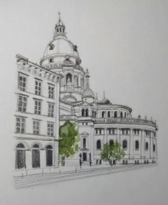 Croquis d'une église à Budapest