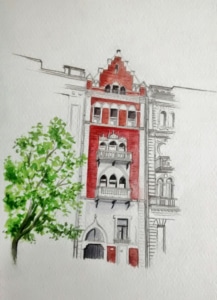 Croquis d'une façade à Budapest