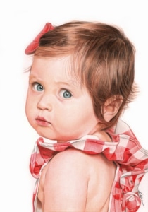 Portrait d'une petite fille en robe à carreaux
