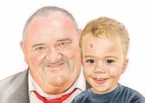 Dessin réunissant un grand-père et son petit-fils