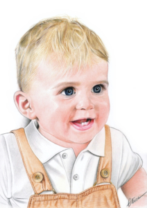Dessin couleur d'un petit garçon en salopette