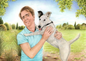 Portrait d'un jack russell avec son maître