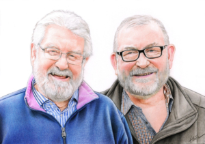 Portrait dessin d'après photo de deux frères