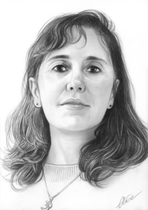 Portrait dessin d'une femme en noir et blanc