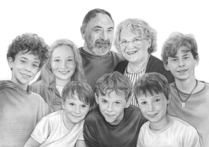 Dessin de famille personnalisé à partir de plusieurs photos