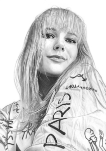 Dessin portrait réaliste en noir et blanc