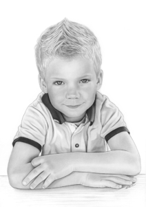 Portrait dessiné d'après photo en noir et blanc
